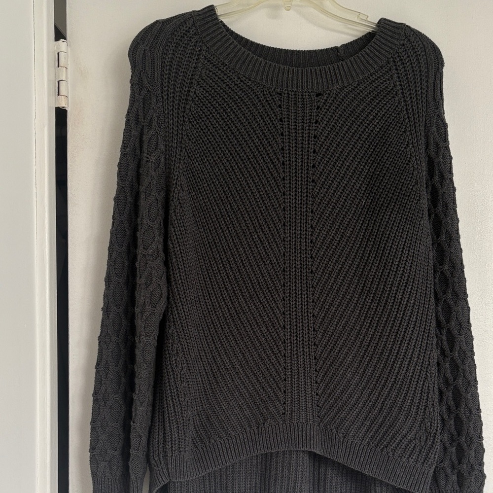1. State Women's Dark Gray Cable Knit Sweater